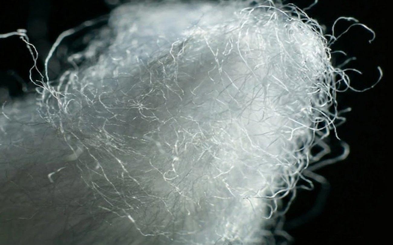 Close-up of soft recycled fibres